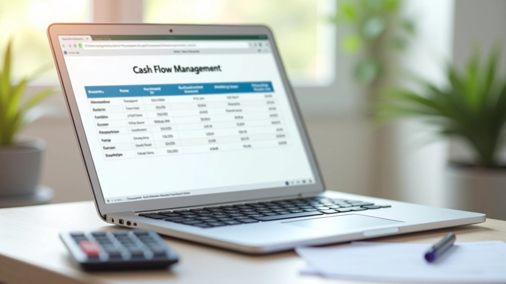 Spreadsheet with income and expense data on a laptop screen