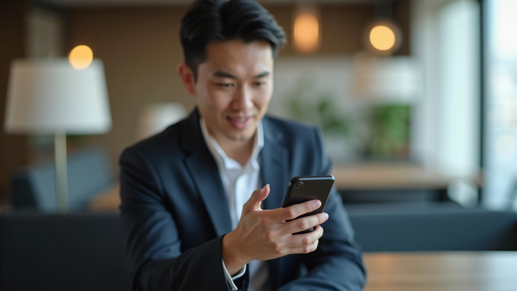 Person holding smartphone with banking app open, showing transaction history and spending analysis